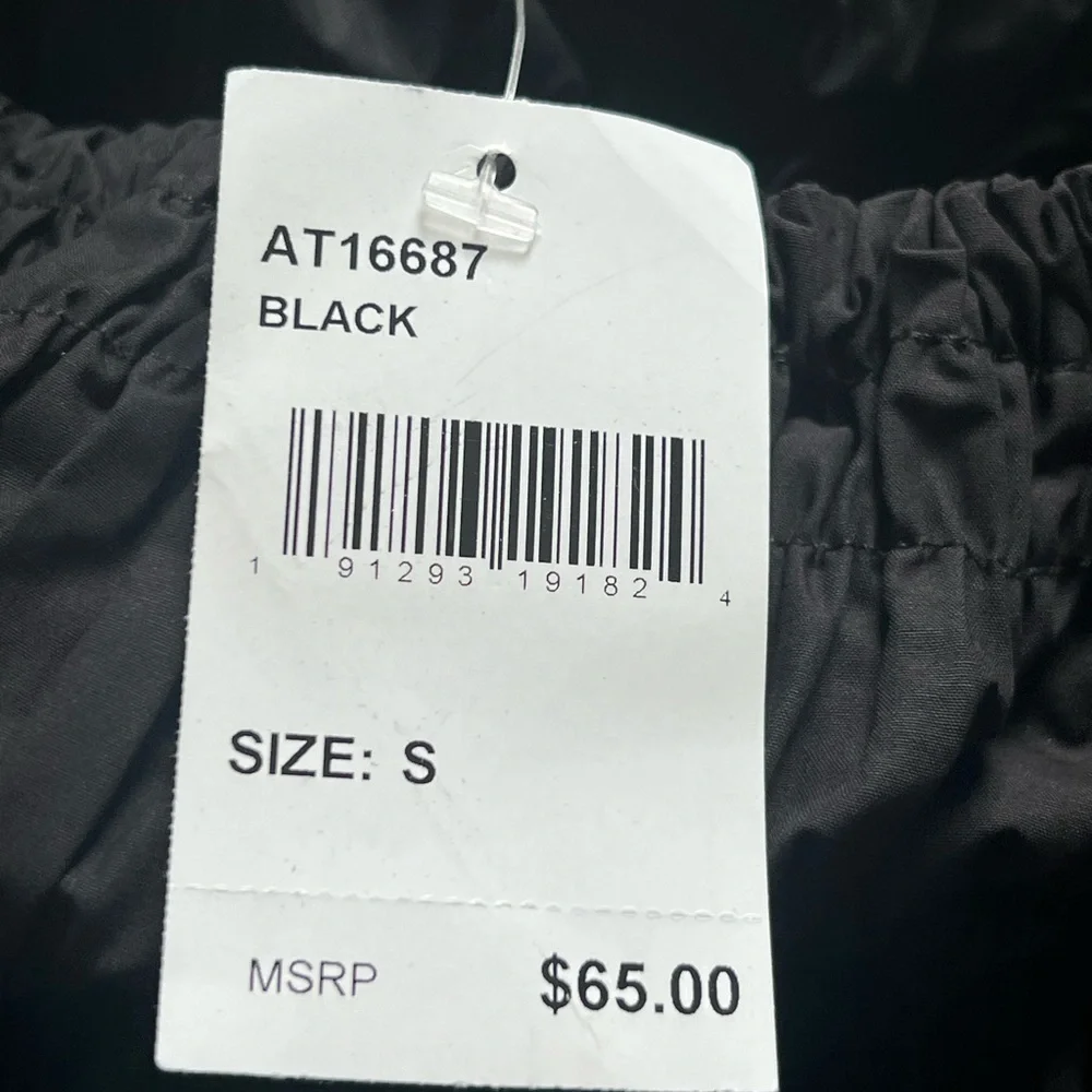 NWT ASTR The Label Savina Puff Bubble Sleeve Square Neck Smocked Peplum Top S